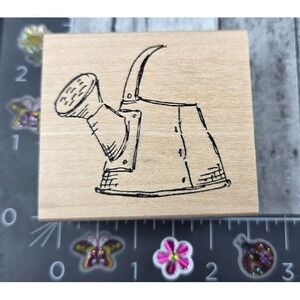 Art Impressions Watering Can Garden Flowers G2058 Rubber Stamp Wood #S111